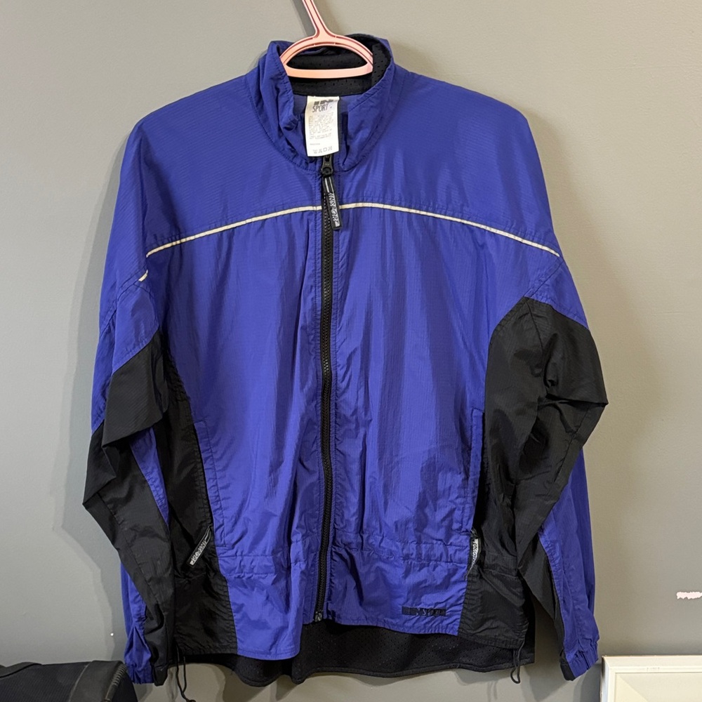 Woman’s Stylish Blue and Black Windbreaker